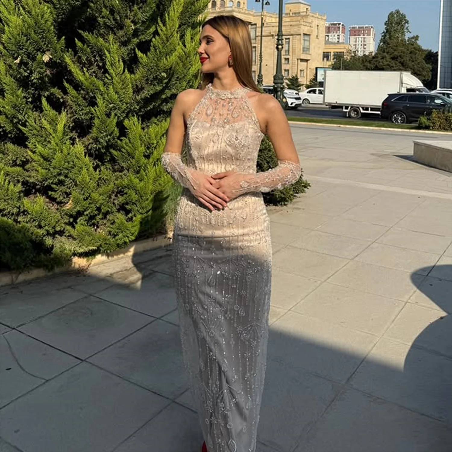 

Vestidos De Festa Elegant Women's Dresses for Wedding Party فساتين سهرة Customized Luxurious Bead Embroidery Neck Halter 2026