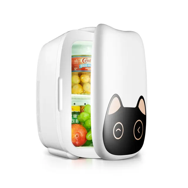 

Refrigerador Black Cat Carton Cute 12v Mini Fridge 6l Portable Car Fridge Skincare Makeup Freezer Refrigerator For Home