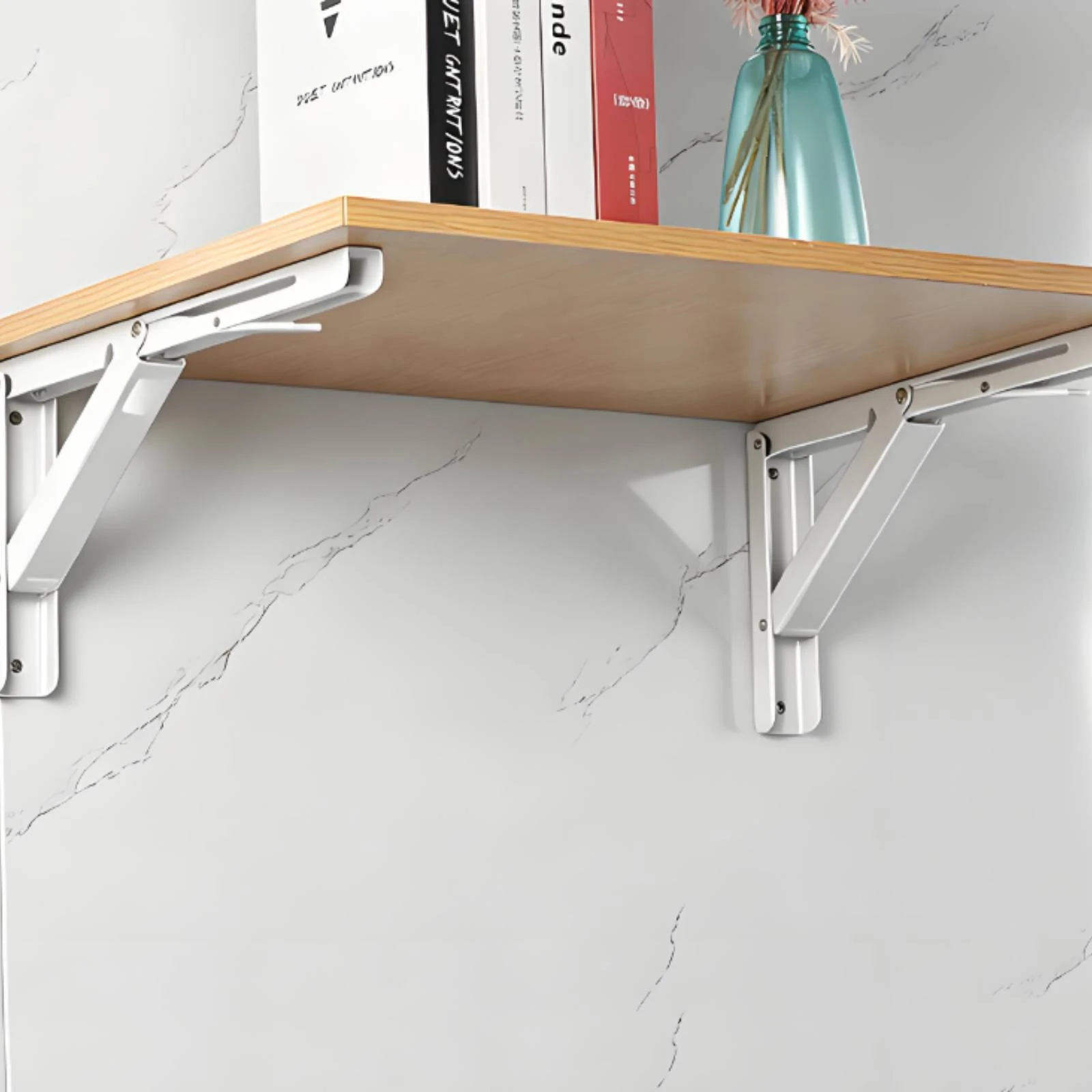 2 Pieces Fold down Shelf Hinge Long-Lasting Folding Shelf Bracket Triangle Bracket Slotted Cutouts Home Hardware Space Saving