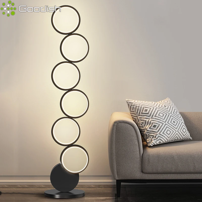 

Modern Europe Luxury Gilding Long Strip Circle LED Floor Lamps Art Creative Lights for Chidren's Room Home Decoration Chandelier