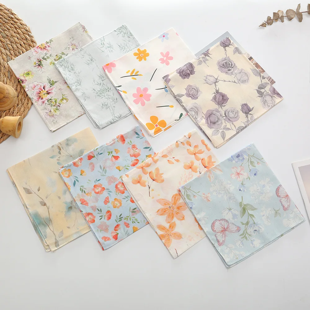 6 pezzi nuovo fazzoletto da donna in puro cotone vecchio stile nostalgico sottile morbido e confortevole asciugamano in cotone 34 * 34 cm