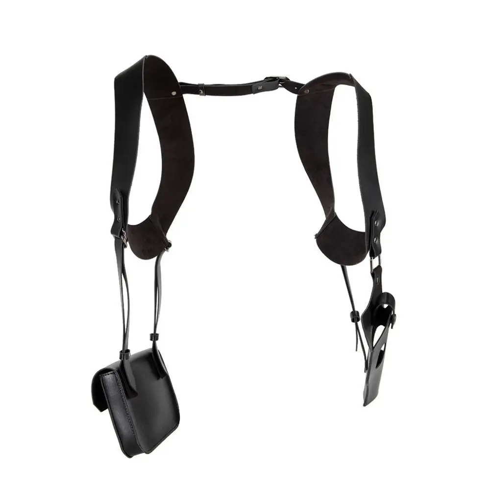 Bolsa para teléfono, funda táctica para axila, bolso cruzado Steampunk Cos, bolsa de pistola de cuero PU para eventos al aire libre, armadura de Cosplay de Halloween