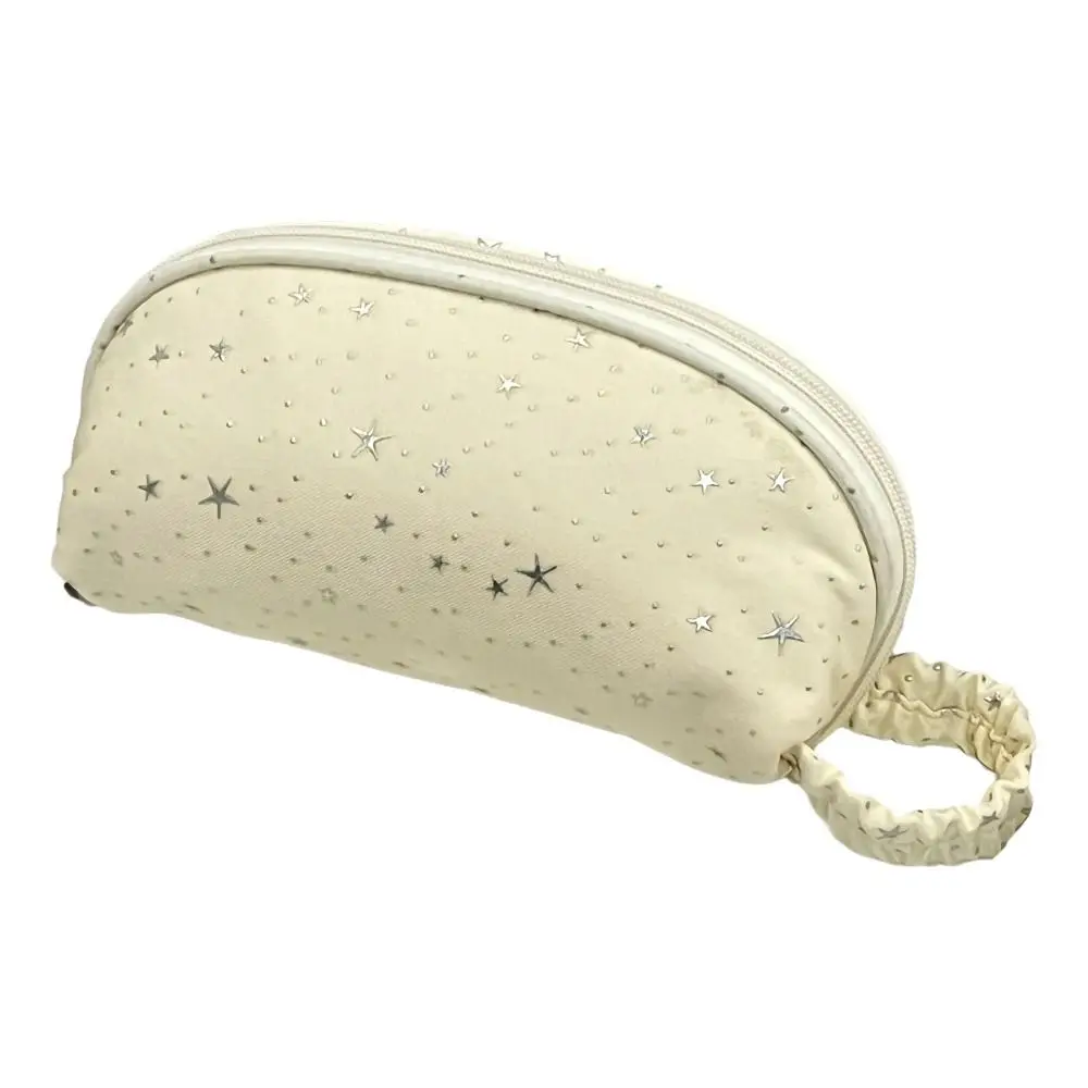 New Yellow Pencil Case Star Print Shell-shape Pencil Pouch With Handle Large Capacity Pen Bag Gift