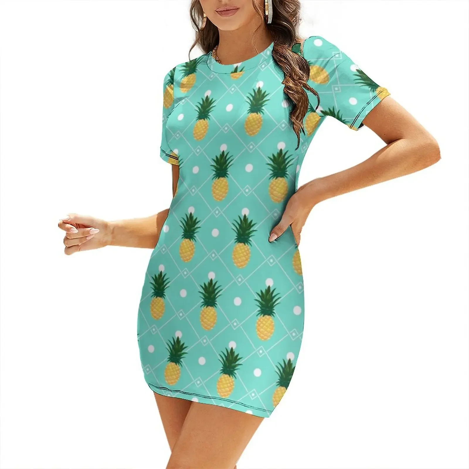 

Pineapples Short-Sleeved Dress clothes for women long sleeve dresses summer dresses ladies 2025 summer women's dress 2025 Dress