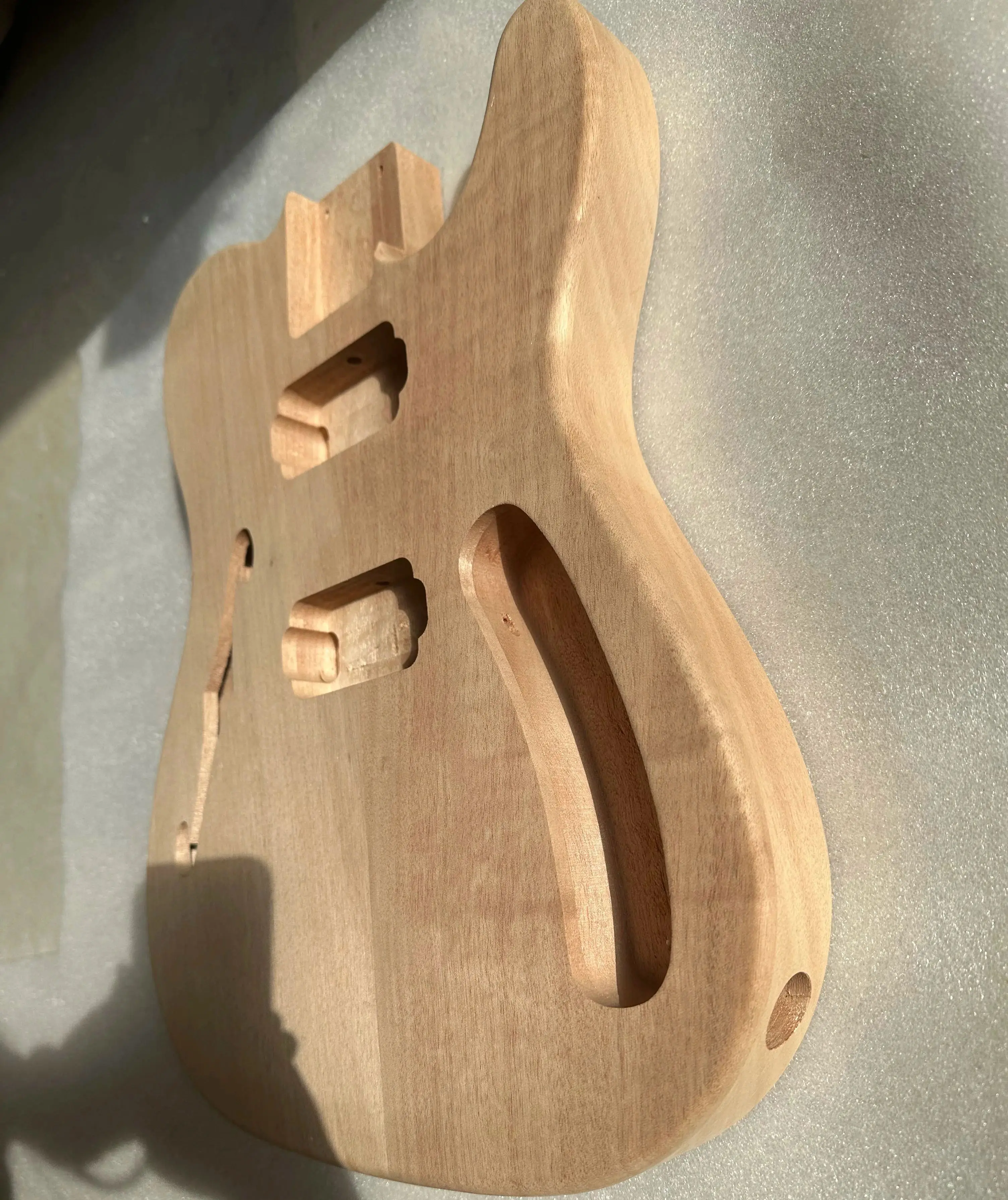 Advanced HH T L Electric Guitar Body, Unfinished Mahogany Wood,F Hole, DIY Replacement, Barrel Part, 5.65cm Pocket, High Quality