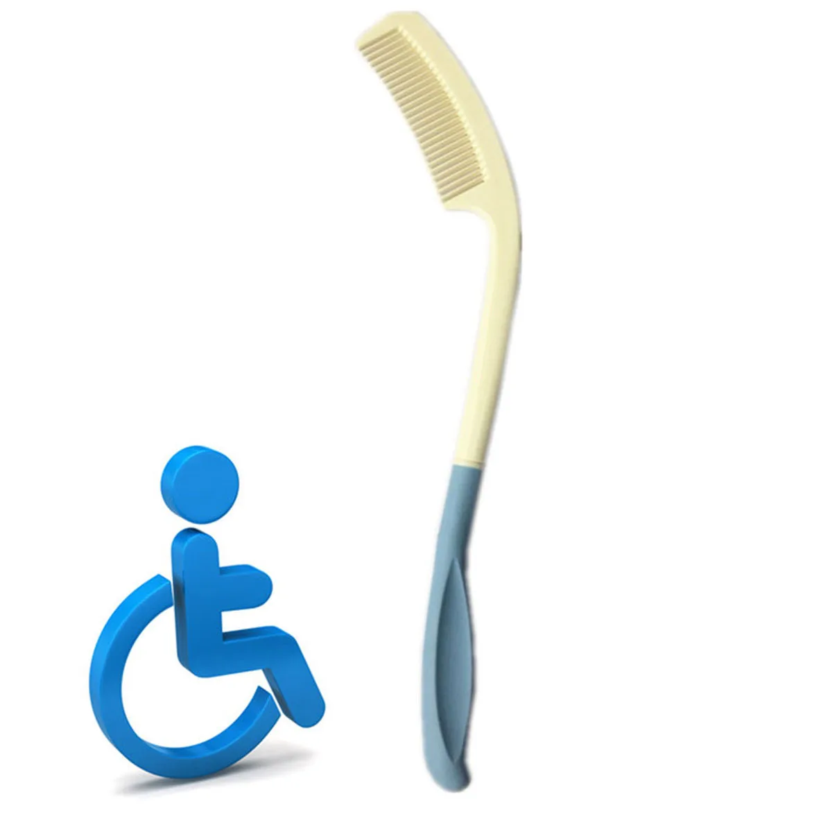 

Long Handle Comb Curved Plastic Hair Comb for Elderly and Disabled Easy Grip Anti-Slip Design Suitable for Wet Dry Hair All