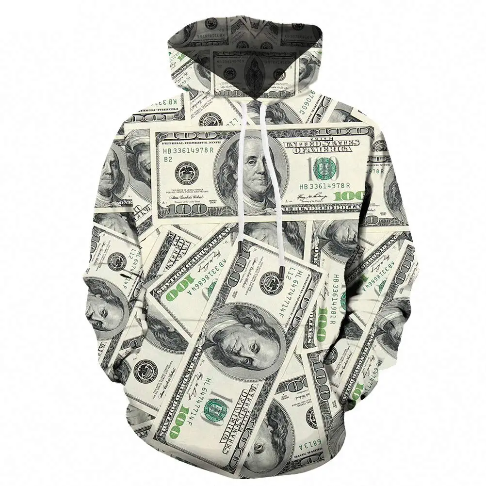 KYKU Money Hoodie Funny Sweatshirts for Men Hoodies Dollar Pullover 3D Clothing