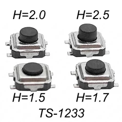 50 szt. Bardzo mały dotykowy przycisk przełącznika telefonu SMD Micro przełącznik chwilowy 3x3x1,5/1.7/2/2.5mm mocowanie PCB czarny