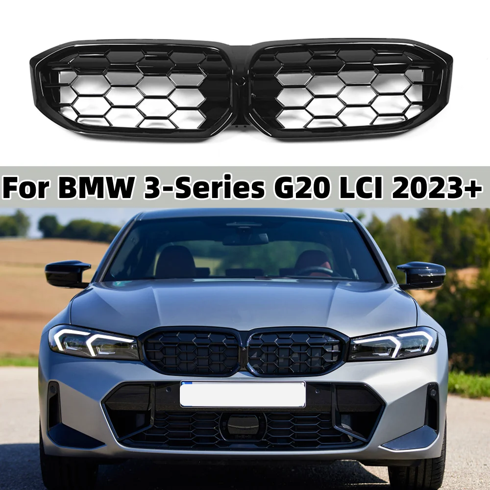 

Car Front Grill Kidney Bumper Grille Black Diamond Style Racing Grills For BMW 3-series G20 LCI 2023+ Replacement Parts