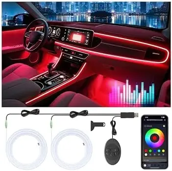 

Светодиодные ленты для автомобиля RGB, 16 миллионов цветов, управление через приложение и синхронизация с музыкой, комплект для внутренней подсветки приборной панели