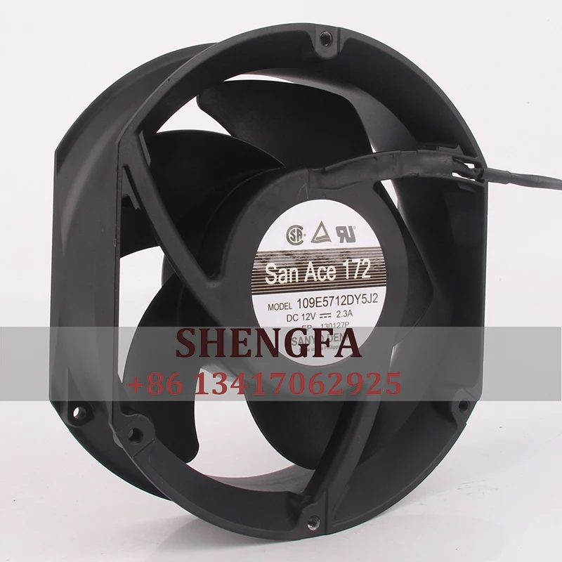 SANYO 109E5712DY5J2 Case Cooling Fan Large Air Volume Inverter Dual Ball Bearing 172*150*51mm 12V 2.3A 17251