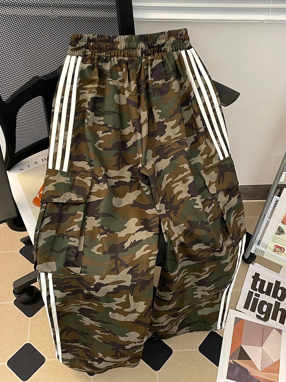 

Summer Thin Tee-Bar Camouflage Work Pants Men's Straight Casual Trendy High Street American Retro Japanese Sle Haome P...