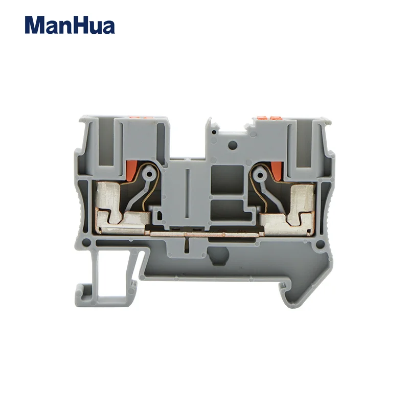 ManHua 10Pcs PT6 Din Rail Terminal Block Connectors Push In Spring Screwless Feed Through PT6 Wire Connector Conductor
