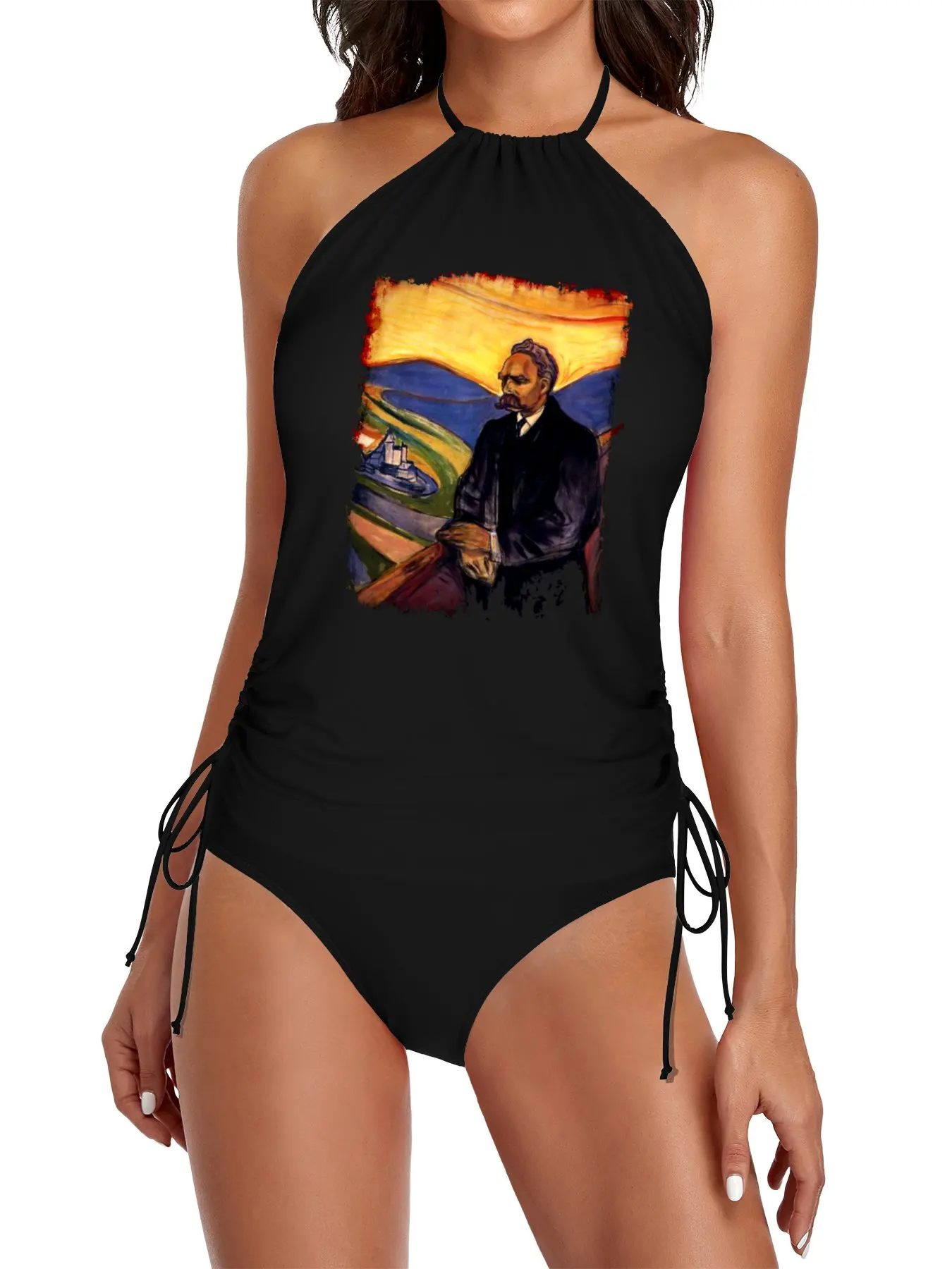 

Nietzsche existentialist philosopher painting by Munch philosophy art lover gift t shirt Split Swimsuit Set