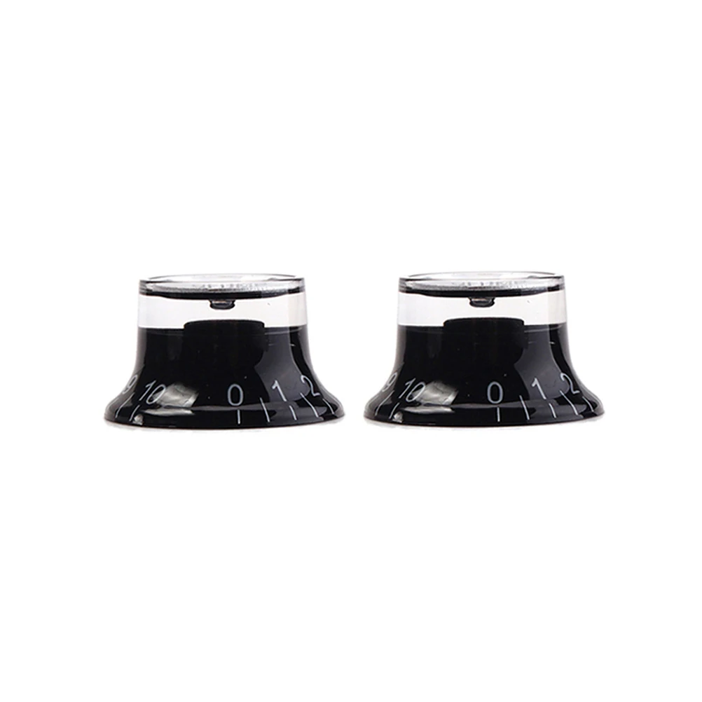 

2 Pcs GD23C Aluminum Acrylic Guitar Control Knob for Electric Bass Guitar with Silver 1 Volumes 1 Tones (Black)