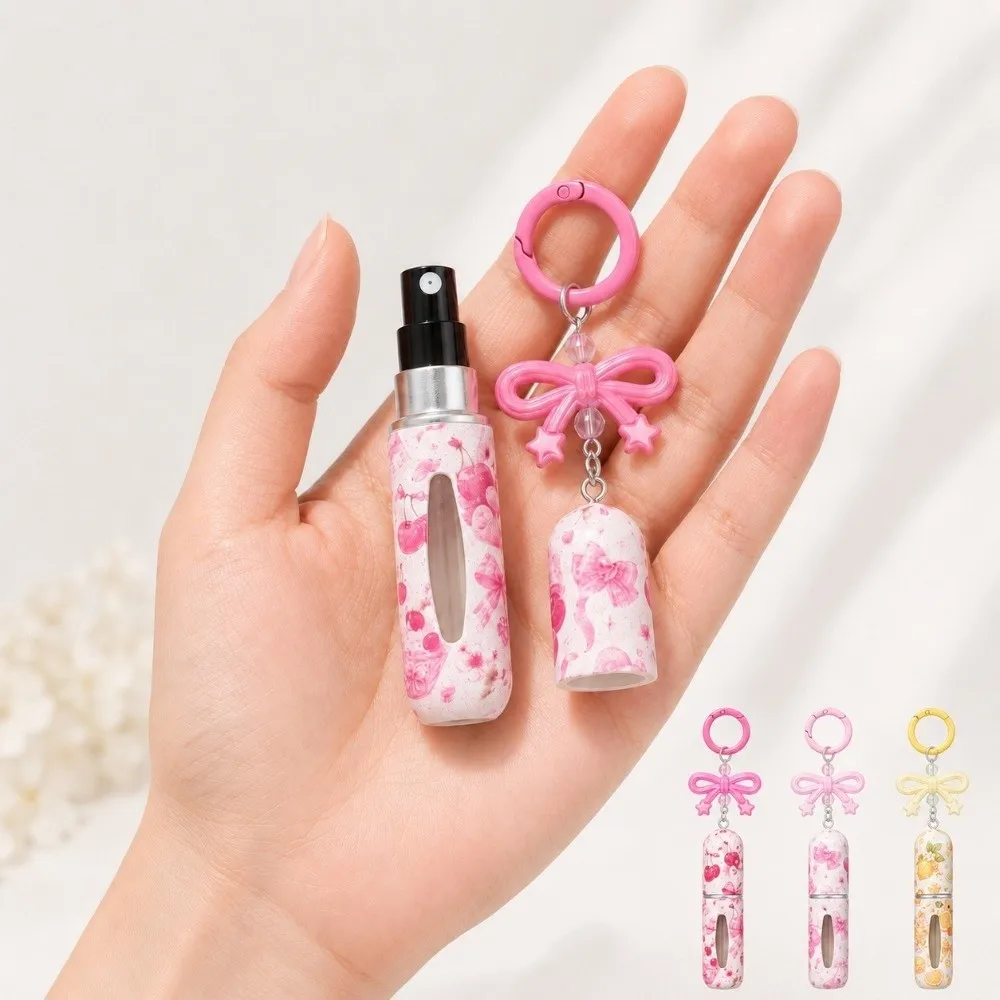 5ml Mini Perfume Bottle Bowknot Leak-proof Liquid Cosmetic Container with Key Ring Refillable Spray Bottle for Women Girls