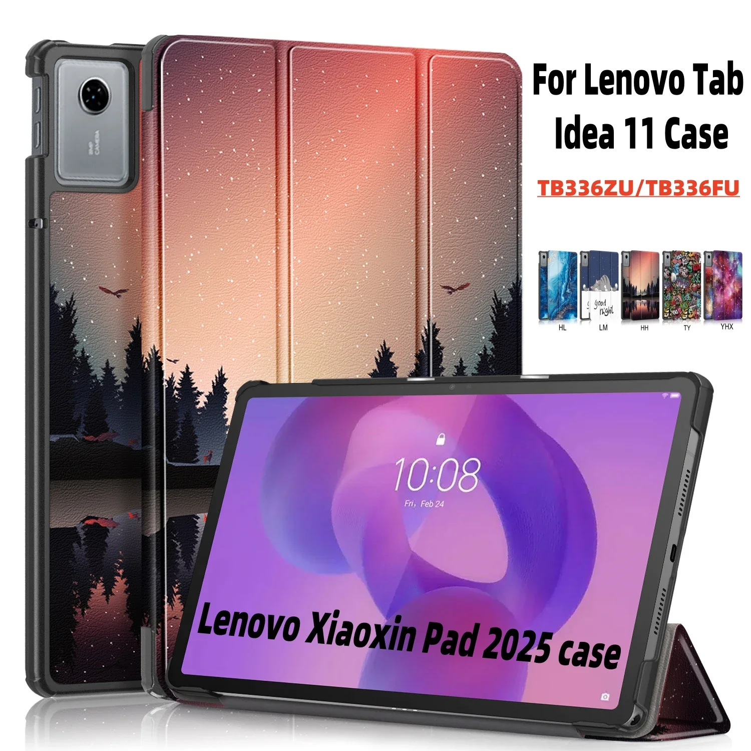 

Для Xiaoxin Pad 2025 Новый чехол 11 дюймов TB336ZU Кожаный тройной откидной чехол-подставка для планшета Funda для Lenovo Tab Idea 11 TB336FU Чехол
