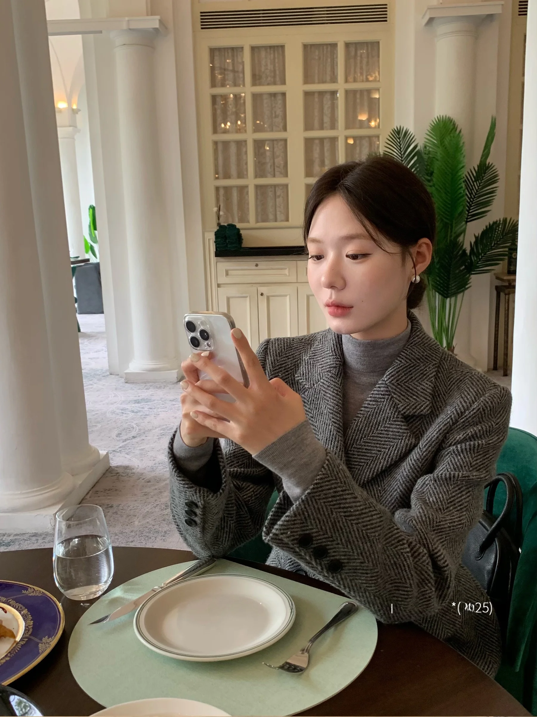 

Large Floral High Intelligence Aesthetic Suit Woolen Coat Hourglass Waist Versatile Commute Style Long Sleeve Double Breasted