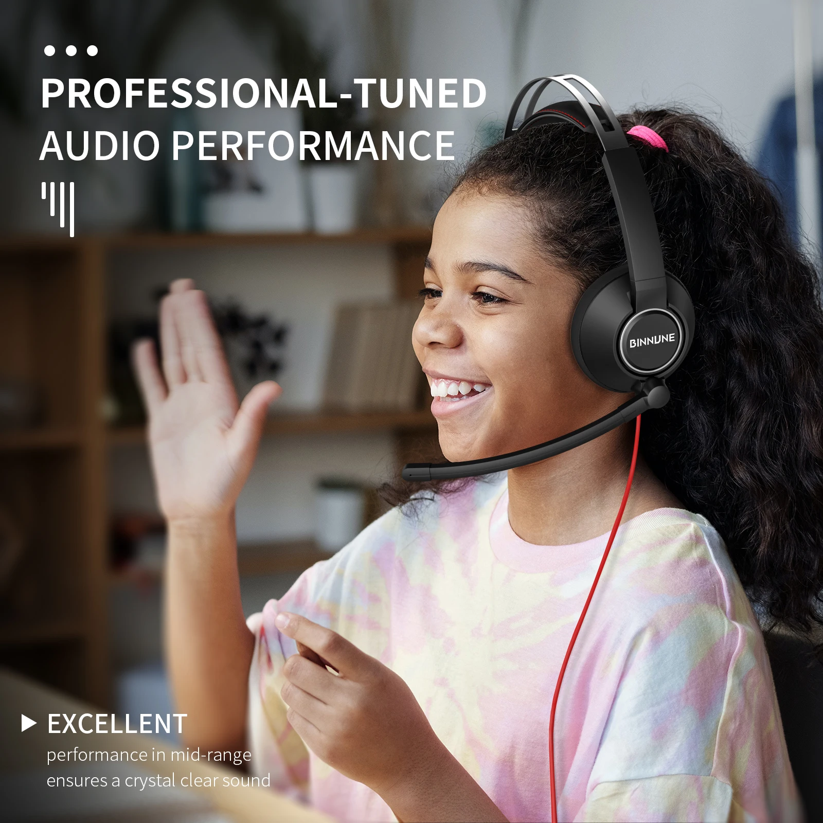 BINNUNE Headset With Mic for Laptop PC Computer Wired Work Headphones with Noise Cancelling Mic for Zoom Office Conference