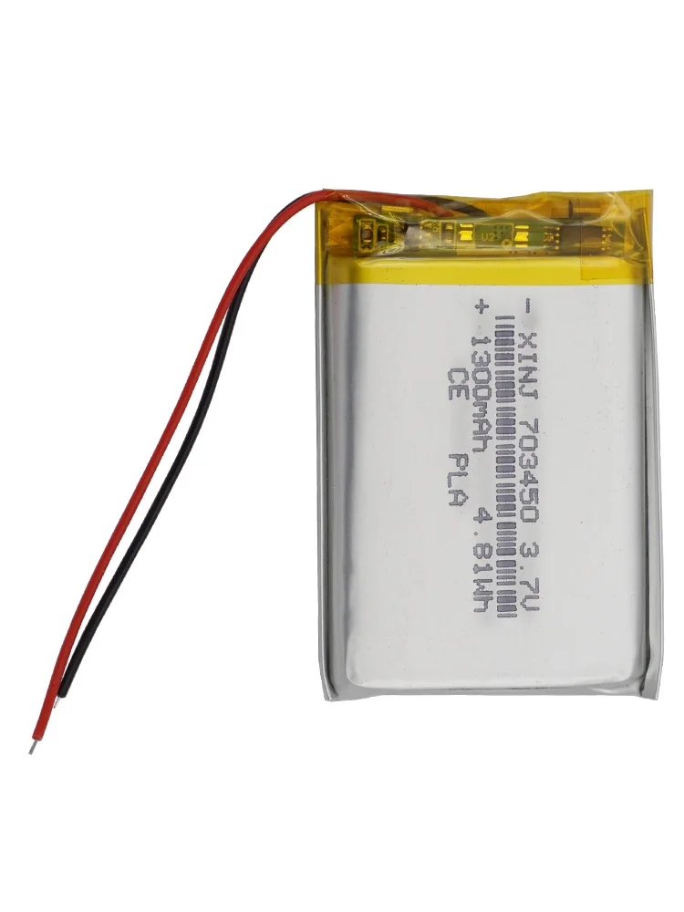 3.7V 1300mAh 4.81Wh 충전식 폴리머 리튬 리포 배터리 703450, GPS 자동차 카메라 MP4 블루투스 스피커 Sat Nav Light DashCam