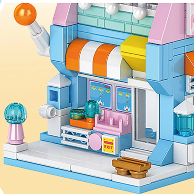 Street View Stad Architectuur Bouwstenen Koffie Ijs Game Store Model Kit Meisjes Bakstenen Kinderen Speelgoed Kerstcadeau