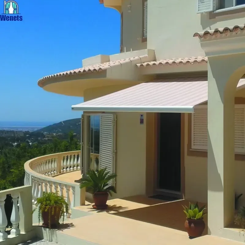 for Modern Solar Powered Retractable Awning Garden Wall Motorized PVC PC Rain Canopy Metal Balcony