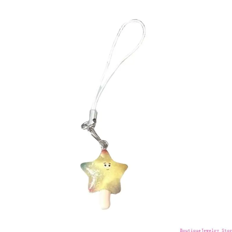 E1PE Glittering Ice Cream Phone Strap Resin Bag Charm Practical Girls Accessory Stylish Functional Keychain for Daily Party