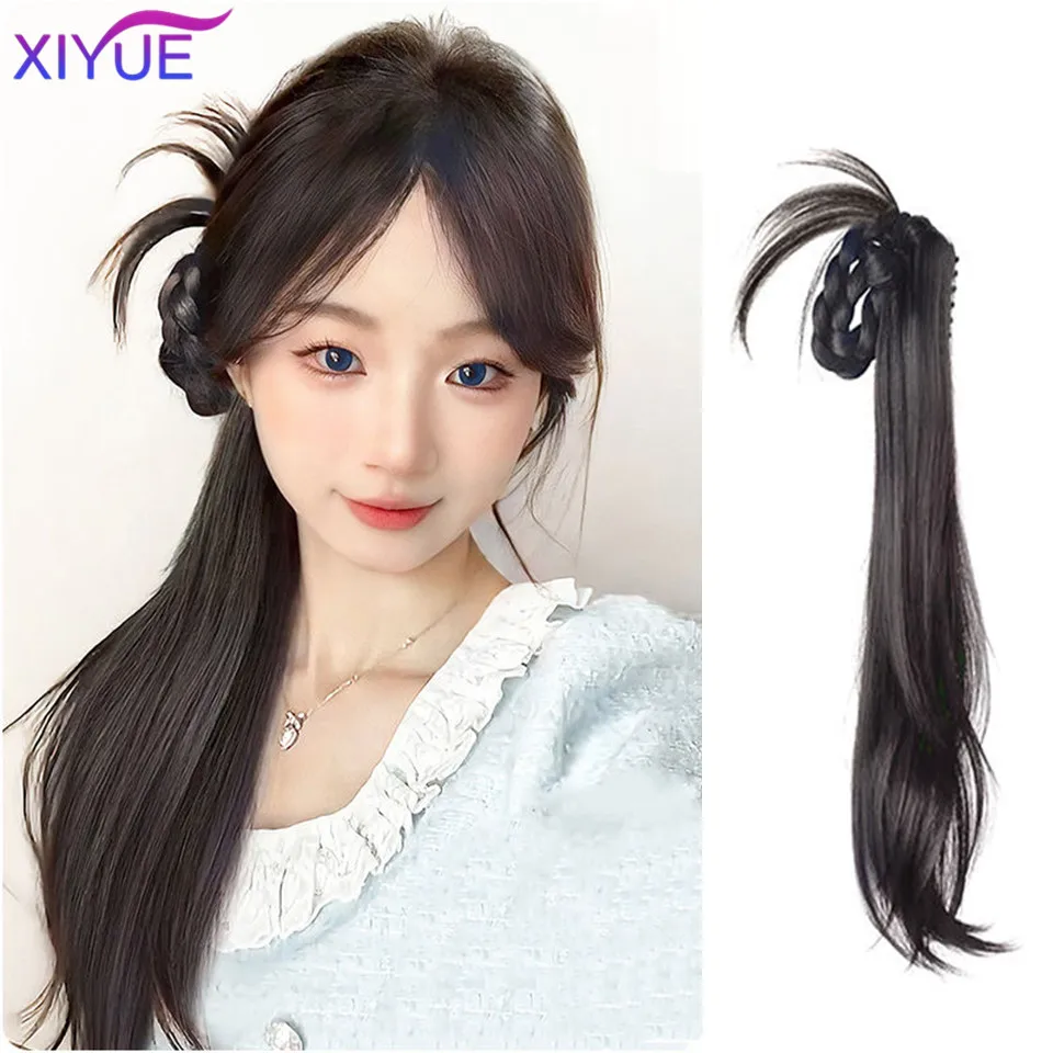 XIYUE  Wig braid grab clip ponytail wig gentle thousand gold braid braid side low ponytail wig braid ponytail