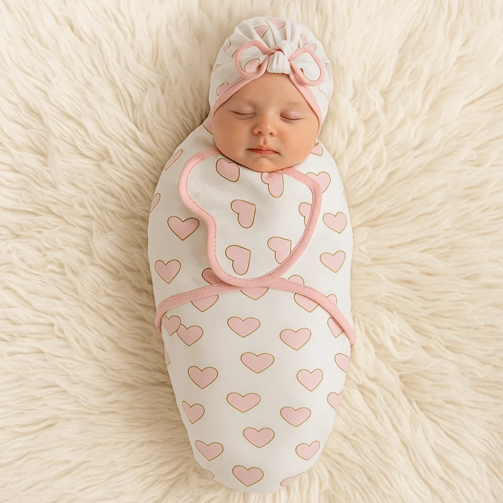 

Bowknot Blanket Hat Set Flower Lightweight Material Newborn Photography Blanket Adjustable Wrap Breathable