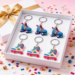 Roller Skate Party Decorations Ice Skating Birthday Favors Keychains 80s 90s Party Supplies Keychains Drinking Straw Decor