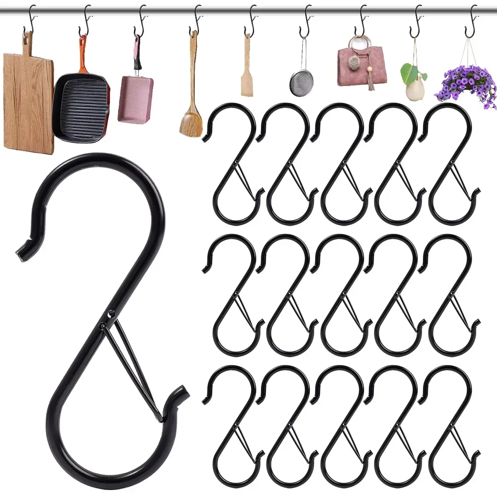 

Windproof S-shaped hook metal, no perforated hook, wardrobe, bag, hat storage anti fall hook, 2/10pcs