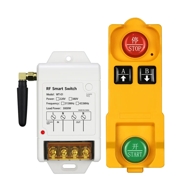 433M 3000W RF Wireless AC 380V Remote Control Switch 1CH 30A Receiver Industrial Transmitter Forwater Pump lighting Universal