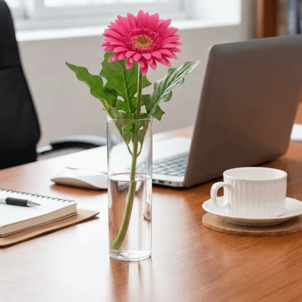 Transparent Flower-Wrapping Vases Cylindrical Plastic Hydroponic Plants Vase Modern Shatterproof Clear Flower Vases Parties