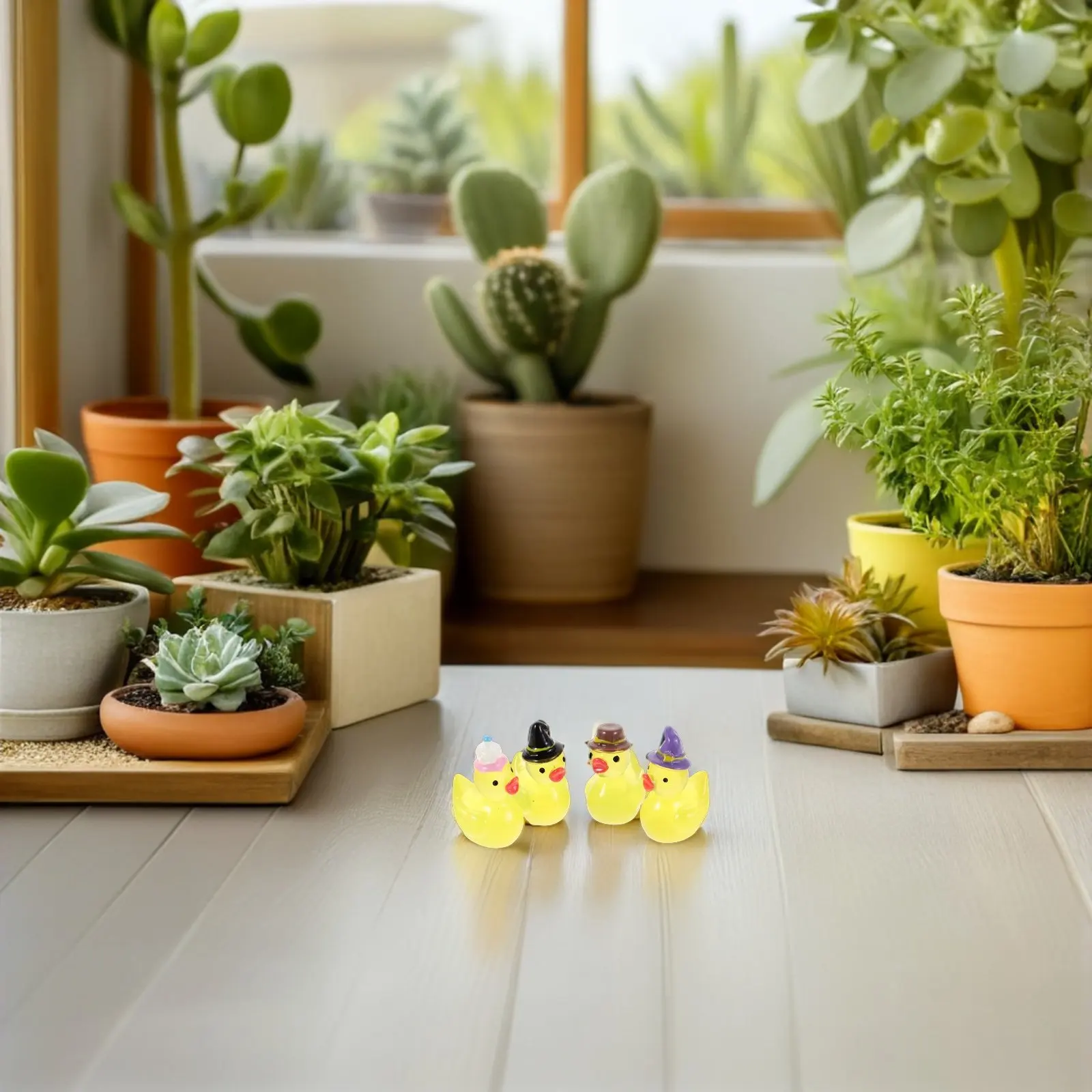 20Pcs Cartoon Resin Ducks Mini Ornaments Cute Luminous Glow in Dark Home Garden Decoration Bonsai Accessories Mini Resin Animal