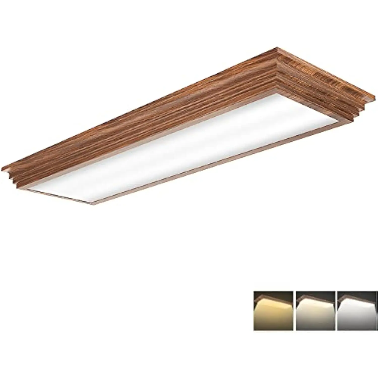 

2ft Led Light Fixture with 3000K/4000K/5000K Cct Selectable Dimmable 2 Foot Led Linear with Wooden Look 30W 3300Lm Flush Mount