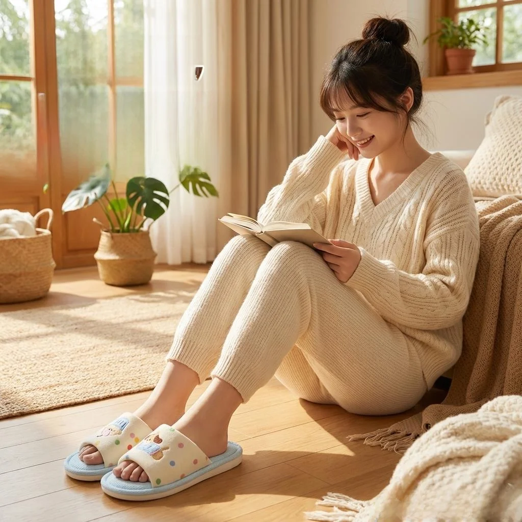 

Льняные хлопковые тапочки женские 2026: Новые домашние комнатные милые тапочки с контролем запаха, нескользящие, бесшумные, впитывающие влагу, комфортная обувь