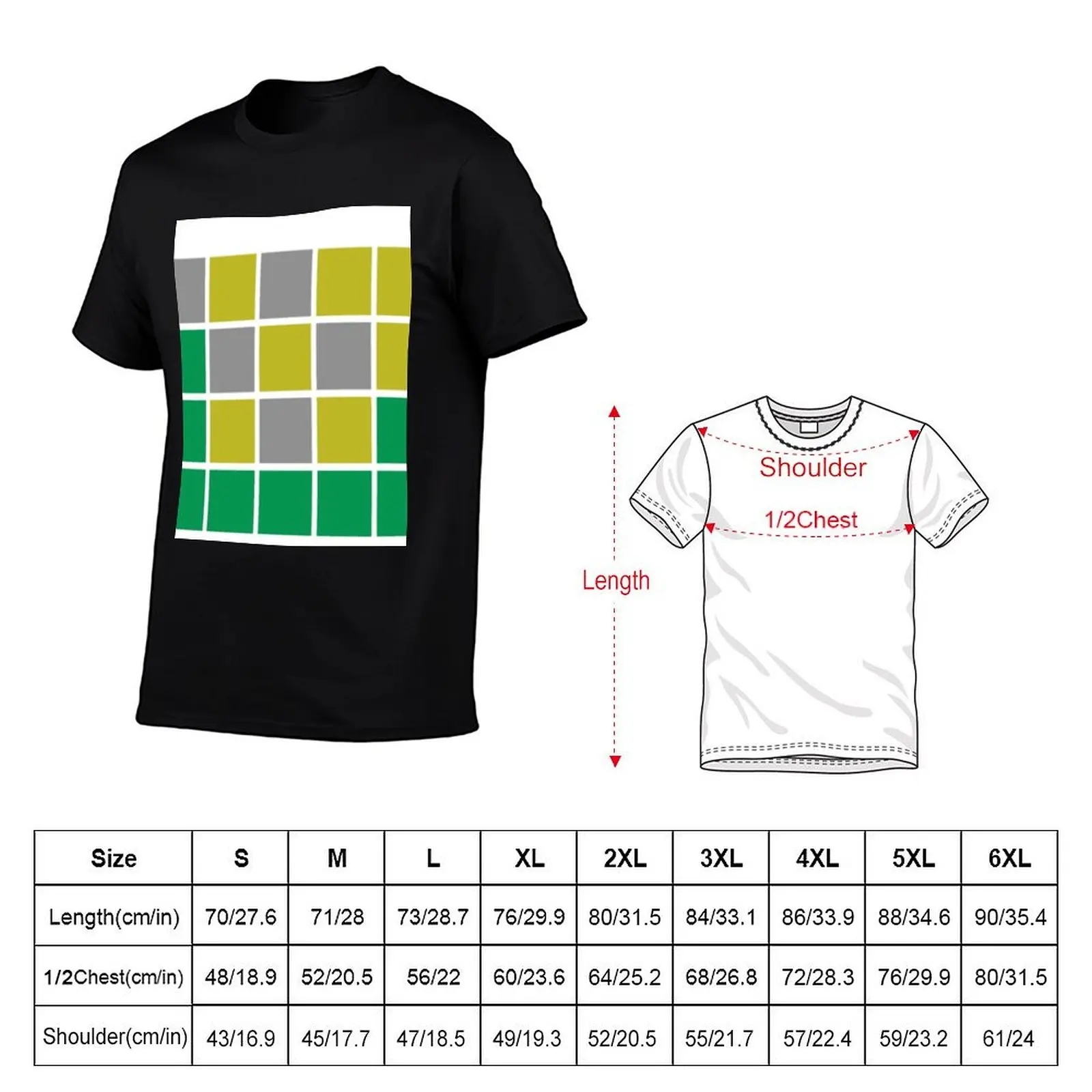 Wordle Puzzle Game Draft T-Shirt Active Sports Short Sleeve Cotton Shirt