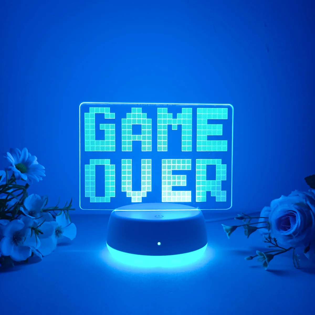 1pc game letter 3D night light, a great ideal gift, USB powered luminous base, touch switch with seven color conversion.