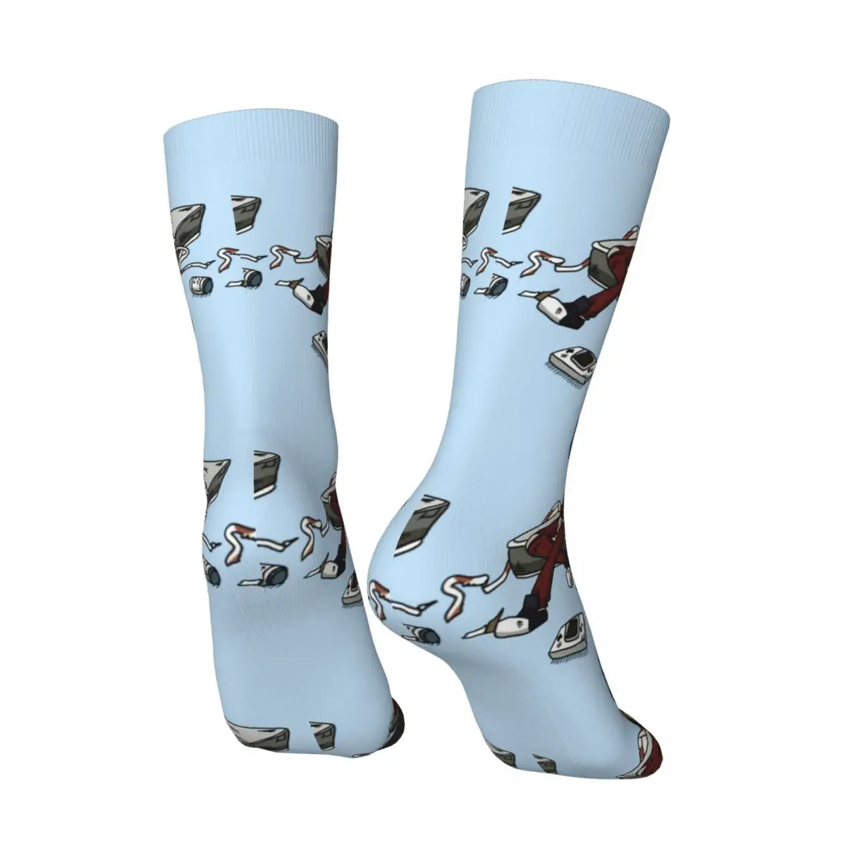 Funny Crazy Sock for Men Interesting Hip Hop Vintage Sally Face Game Happy Seamless Pattern Printed Boys Crew compression Sock