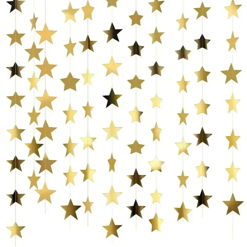 4 Meters Room Decoration Star Paper Garland Kindergarten Hanging Decorations Birthday Party Holiday DIY Christmas Decoration