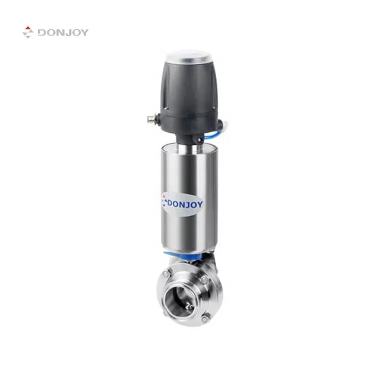 Donjoy SS304 and SS316L stainless steel sanitary pneumatic butterfly valve with position sensor