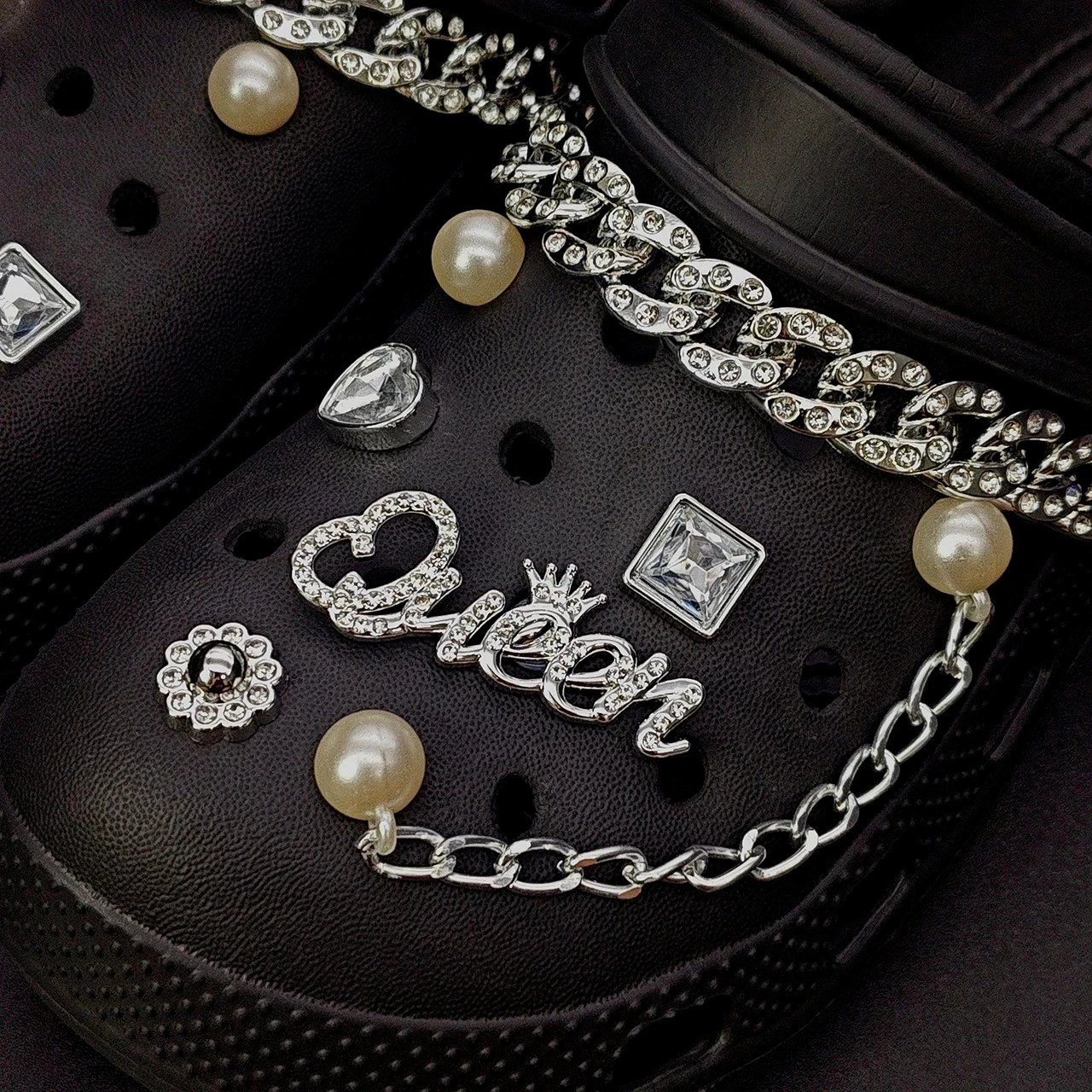 Шикарные подвески для обуви с серебряной короной для королевской обуви, комплект украшений для садовой обуви, женские элегантные аксессуары, декор тапочек для свадьбы, пляжной вечеринки