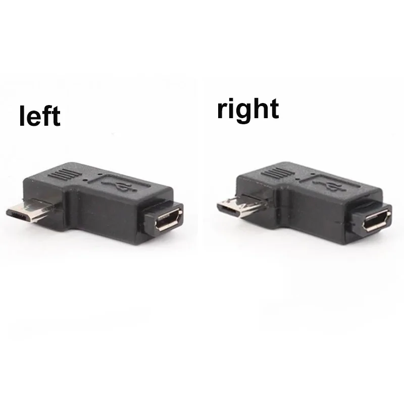 90 Degree Left Right Angled Micro USB female to Micro USB Male Data Sync Adapter power converter Plug Micro USB 2.0 Connector E