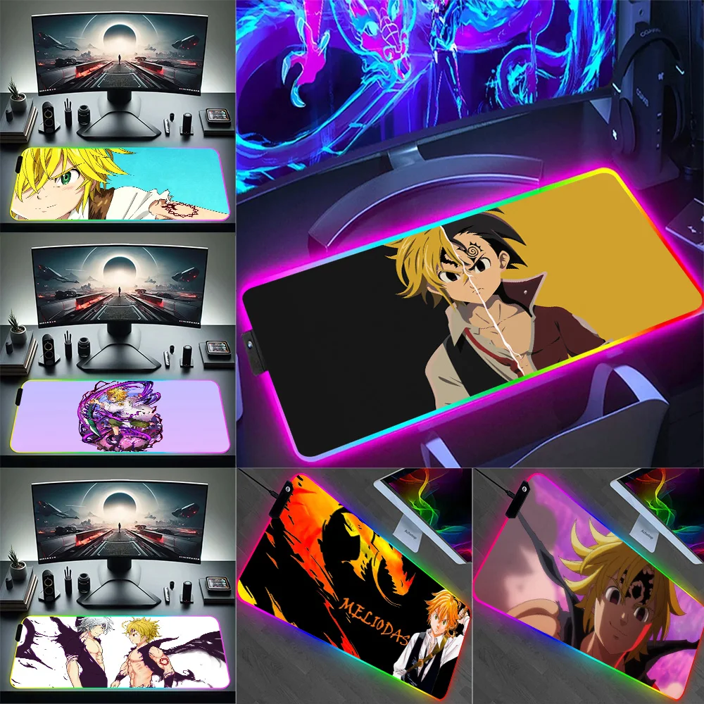 

Hot cool Anime Meliodas RGB Pc Gamer Keyboard Mouse Pad Mousepad LED Glowing Mouse Mats Rubber Gaming Computer Mausepad