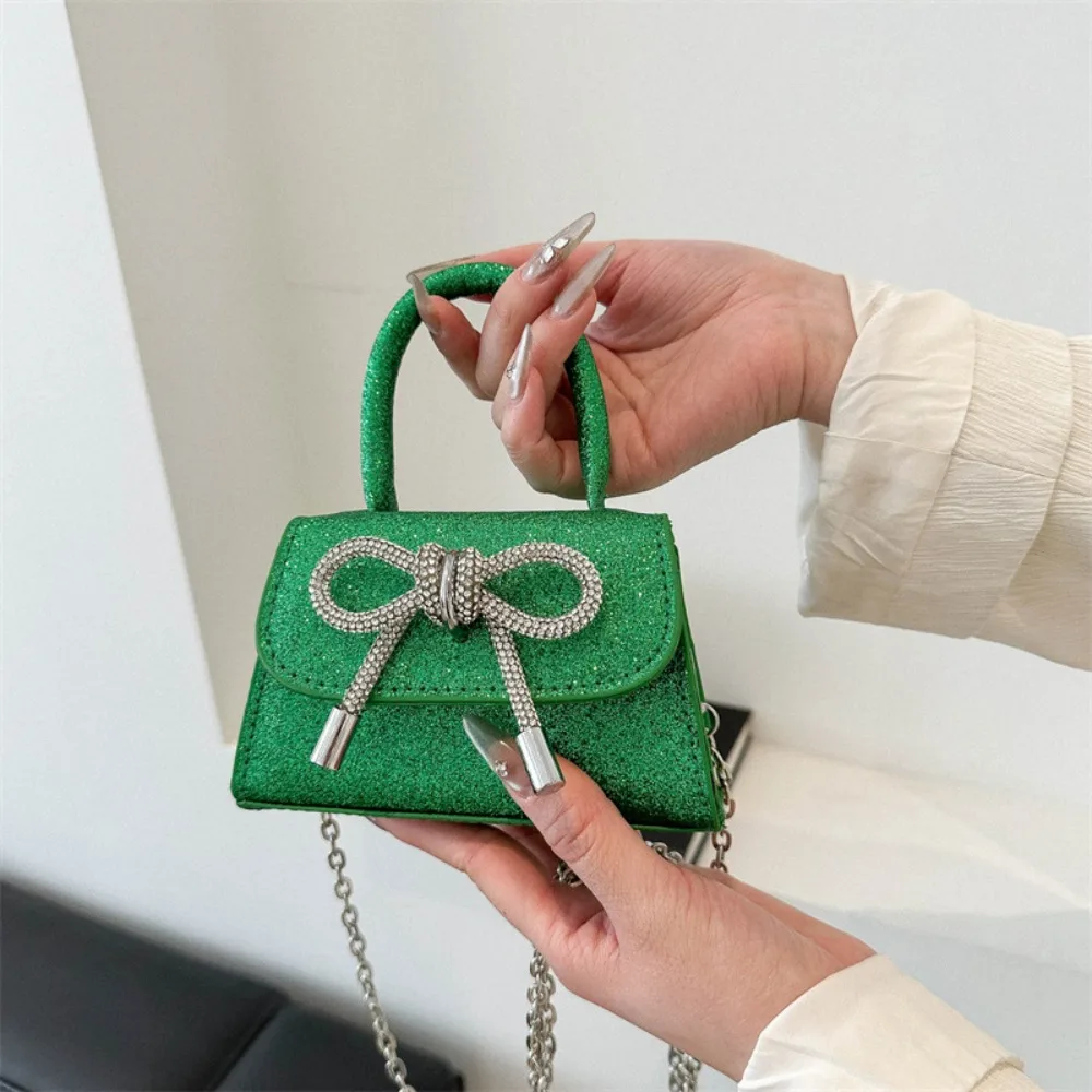 Women Bow Shoulder Bag New Solid Color Popular Messenger Bag Trendy High Capacity Mini Handbag