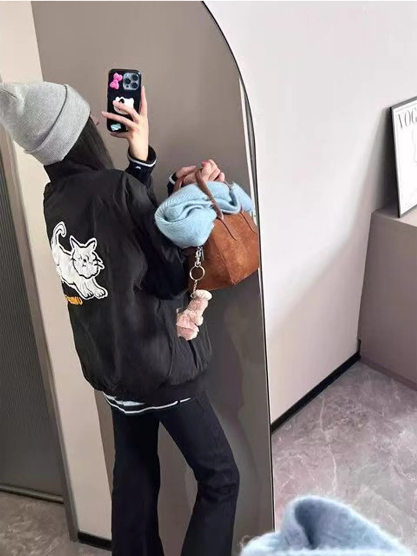 Warm Fce Lined American Sle  Embroidery Baseball Cotton Jaet Women Winter New Loose Korean Sle Student Faion Ou...