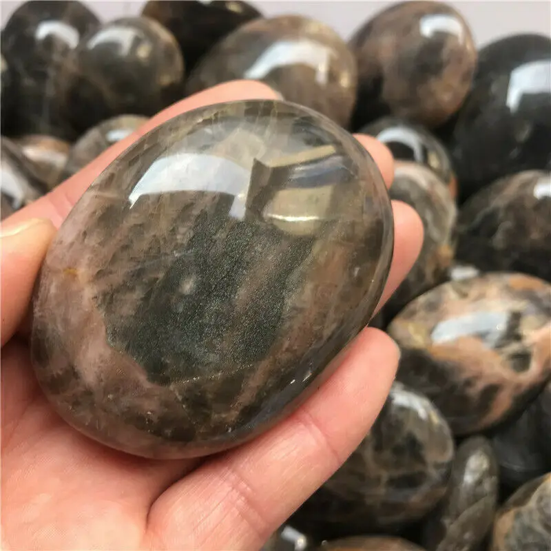 1lb 5-6 Sunstone BLACK MOONSTONE Crystal Polished Palm Stone  Madagascar 16 oz