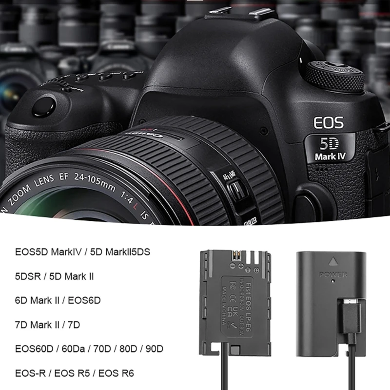 USB C إلى LPE6 بطارية الربيع موصلات الطاقة كابل استبدال ل R 90D 80D 70D 60Da مارك 6D مارك