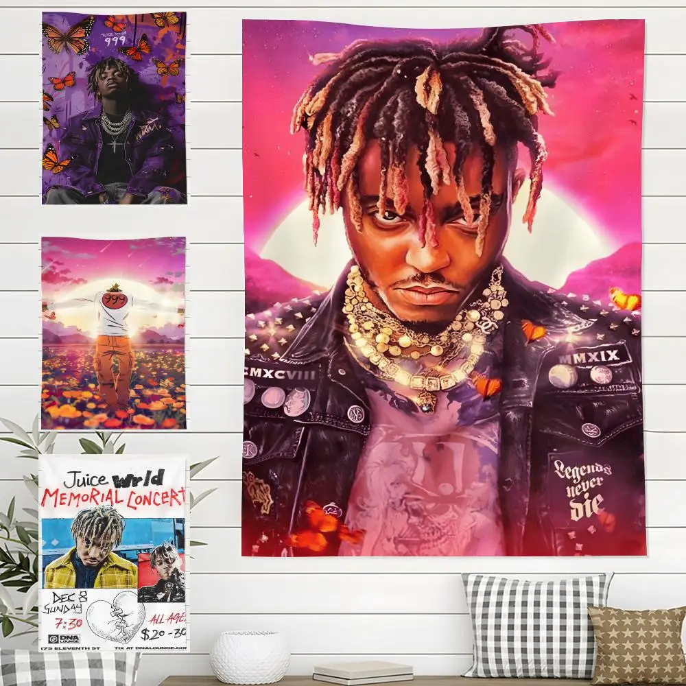 J-Juice WRLD Singer Musikalbum-Wandteppich für drinnen und draußen, Wohnzimmer, Schlafzimmer, Terrasse, langlebig, vielseitig einsetzbar, für den Einsatz bei jedem Wetter