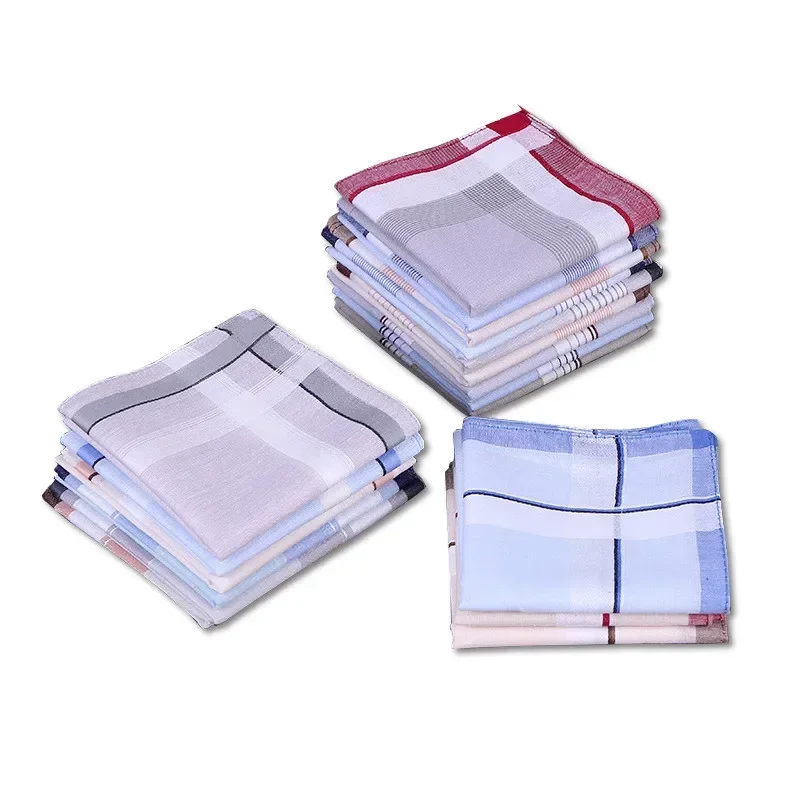 

3Pcs 40x40cm Square Plaid Striped Classic Men Handkerchiefs Cotton Hand Towels Wedding Birthday Party Gift